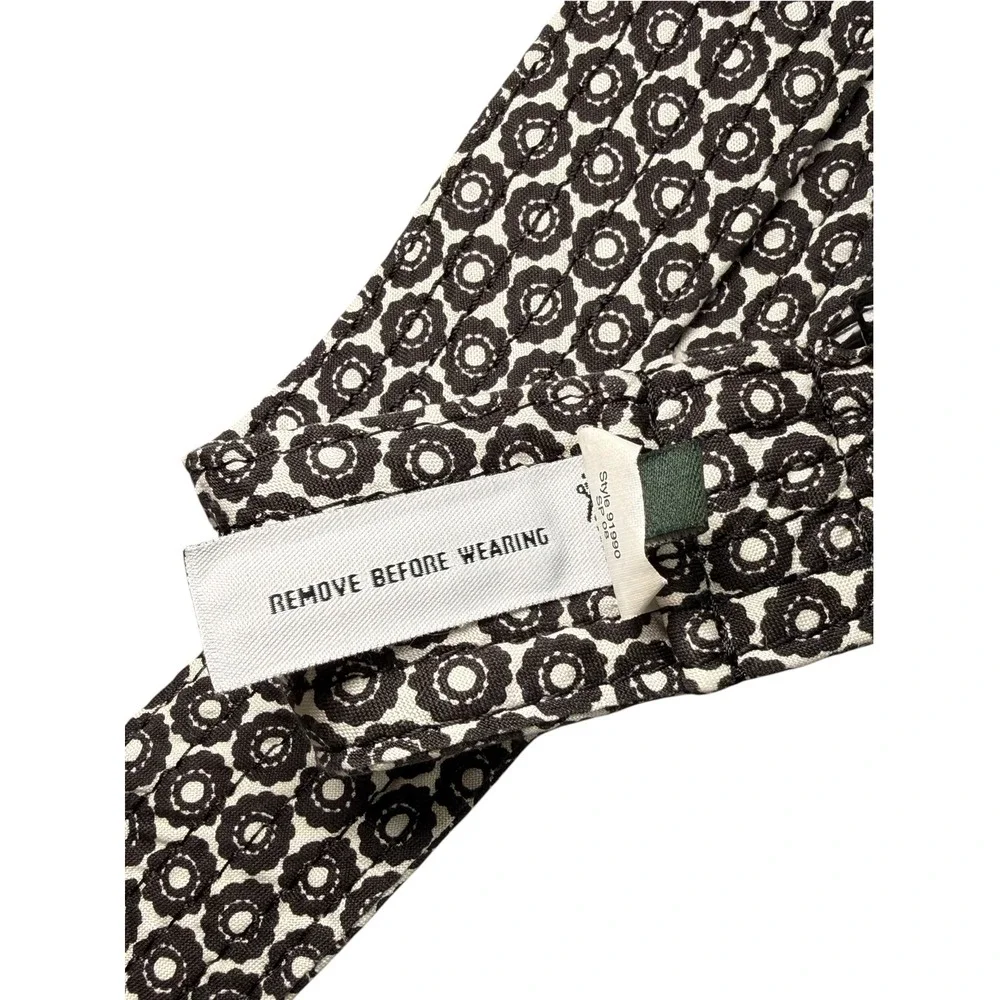 J.Crew Black White Floral Silk D-Ring Belt Medallion Print SP 08 M/L